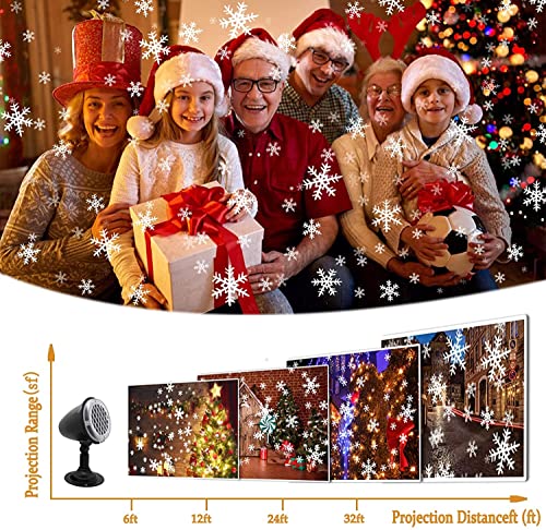 Christmas Projector Lights Outdoor, Snowflake Projector Lights for Christmas Decorations, IP65 Waterproof Christmas Light Projector for Outdoor and Indoor, House, Wall, New Year Gift(Black)