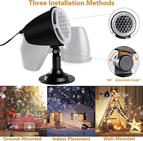 Christmas Projector Lights Outdoor, Snowflake Projector Lights for Christmas Decorations, IP65 Waterproof Christmas Light Projector for Outdoor and Indoor, House, Wall, New Year Gift(Black)