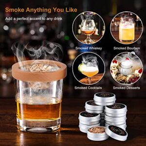 Cocktail Smoker Kit with Torch with 10 Flavors Wood Chips, Old Fashioned Whiskey Smoker Kit, Drink Smoker Infuser Kit Gifts for Men, Dad, Husband (Without Butane)