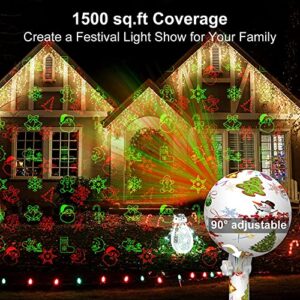 Christmas Projector Lights Outdoor, Waterproof Christmas Laser Lights with Remote Control Landscape Spotlight 12 Patterns Dynamic Static Display for Holiday Party House Garden Yard Decorations