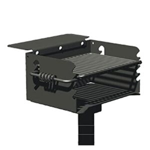 pilot rock q-20 b2 single commercial grade embedded reinforced 20 inch steel park style swiveling galvanized charcoal grill with painted finish, black