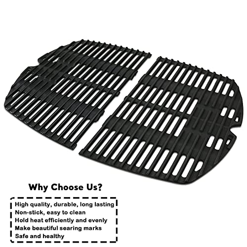 Uniflasy 7645 Cooking Grates and 41862 20.5 Inches Grill Burner for Weber Q200, Q220, Q2000 Q2200, Grill Replacement Parts Kit for Weber Q200