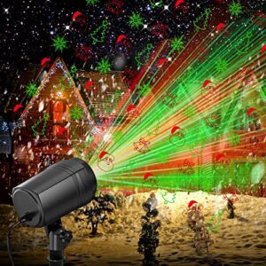 christmas projector lights outdoor, christmas outdoor decorations, laser holiday projector with remote & timer, decorative light for christmas, new year, party, garden, patio