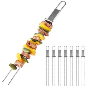 bnlife barbecue skewers stainless steel for grill outings cooking tools，8-pack set 13″ bbq shish kabob skewer sticks