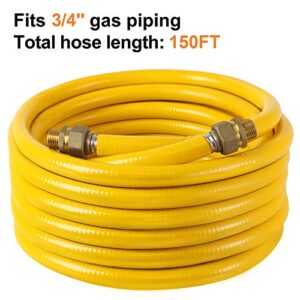 3/4" Tubing Pipe KIT 150ft,Corrugated Stainless Steel Tubing with 2 Male Fittings (150FT)