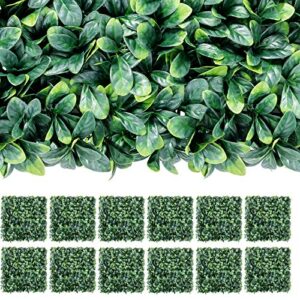 giantex 12pcs 20x20inch artificial boxwood panels garden privacy fence screen, 33.3 sq.ft faux greenery wall privacy hedge for wedding decor fence backdrop, patio topiary hedge protective screen