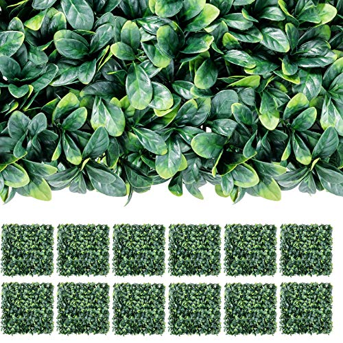 Giantex 12PCS 20x20inch Artificial Boxwood Panels Garden Privacy Fence Screen, 33.3 Sq.ft Faux Greenery Wall Privacy Hedge for Wedding Decor Fence Backdrop, Patio Topiary Hedge Protective Screen