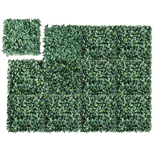 Giantex 12PCS 20x20inch Artificial Boxwood Panels Garden Privacy Fence Screen, 33.3 Sq.ft Faux Greenery Wall Privacy Hedge for Wedding Decor Fence Backdrop, Patio Topiary Hedge Protective Screen