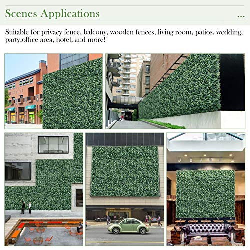 Giantex 12PCS 20x20inch Artificial Boxwood Panels Garden Privacy Fence Screen, 33.3 Sq.ft Faux Greenery Wall Privacy Hedge for Wedding Decor Fence Backdrop, Patio Topiary Hedge Protective Screen