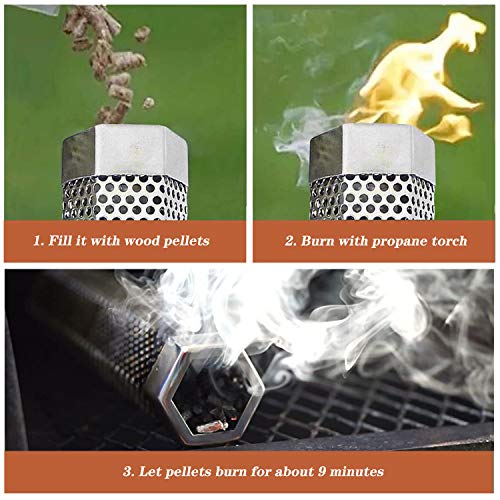 Pellet Smoker Tube DIMESHY for All Grill Electric, Charcoal, Gas Charcoal or Smokers, Cold or Hot Smoking- 12" 304Stainless Steel smoker Perfect for Smoking Cheese Nuts Steaks Fish Pork Beef