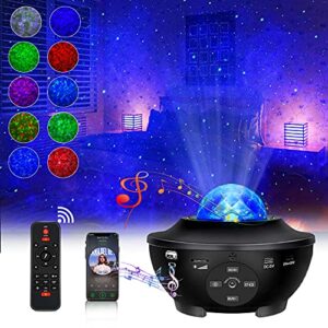 star projector galaxy light projector for bedroom, ocean wave projector with control,music speaker,voice control&timer,led nebula cloud ceiling light projector for baby kids/decoration/birthday/party