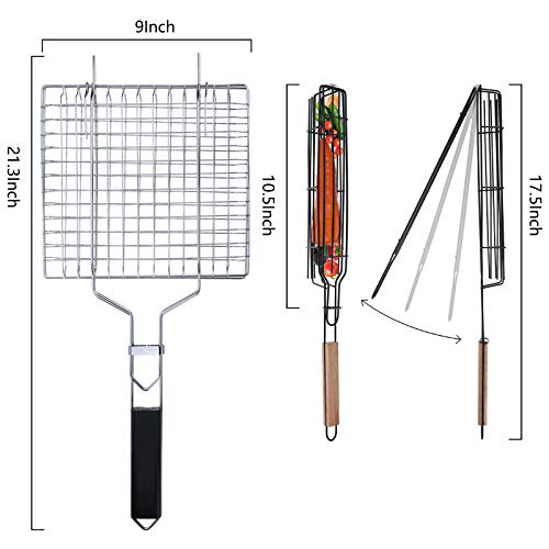 5 Pcs Kabob Grilling Baskets Set Kebab Grilling Baskets Nonstick Fish Grill Basket Rack Stainless Steel BBQ Tool Grilling Accessories for Fish Vegetable Steak Shrimp Veggies Kabob Barbecue Skewers