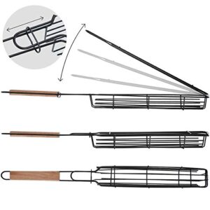 5 Pcs Kabob Grilling Baskets Set Kebab Grilling Baskets Nonstick Fish Grill Basket Rack Stainless Steel BBQ Tool Grilling Accessories for Fish Vegetable Steak Shrimp Veggies Kabob Barbecue Skewers