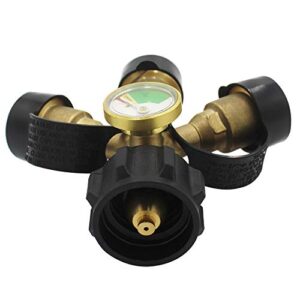 MENSI New Propane LP Tank Fuel Tee Gauge Adapter Fitting 3 Y Splitter QCC Connection Cylinder Connector Converter with Leak Detector
