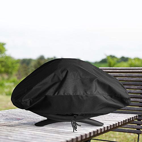 SunPatio Outdoor Grill Cover Compatible for Weber Q 100/1000 Series and Nexgrill Gas Grills, Heavy Duty Waterproof Barbecue Cover, Durable FadeStop Material, Compared to Weber 7110, Black