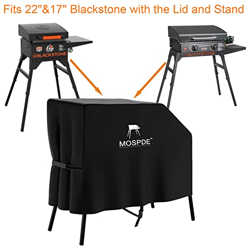 Griddle Cover Fits for Blackstone 22 Inch 17 Inch Griddle with Hood and Stand, Waterproof Grill Cover for Blackstone 22" 17" Griddle with The Lid and Stand, 600D Heavy Duty Water-Resistant
