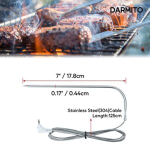 Darmito 2 Packs Replacement Meat Probe Compatible for Traeger Pellet Grills,Pellet Smokers and Traeger Controller Board,Waterproof BBQ Temperature Probe,3.5mm Plug and Grill Clips