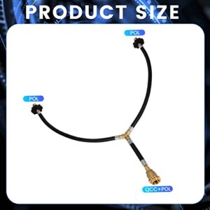 Dual Propane Tank Connection Kit - Two Way POL & QCC Y Splitter Hose to Connects 5-100lbs Propane Tank Suitable for RV, Grill, Heater, Fire Pit