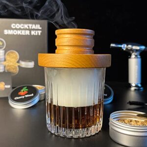 Cocktail Smoker Kit with Torch | Good for Whiskey and Bourbon Flavoring | 4 Flavor Wood Chips (Cherry, Apple, Hickory and Peach) A True Gift Set | for Men, Dads & Husband | (Butane not Included)