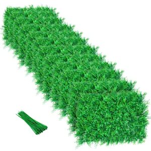 12 pcs artificial grass wall panel 23.6”x15.7”boxwood hedges wall panels grass backdrop greenery with uv protection, fairy privacy grass wall decor for fence, backyard, weddings and events