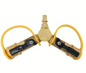 otehoo 1/4″ rv propane quick connect y splitter adapter with shutoff valve for rv trailer,2 way lpg or natural gas adapter 1/4″ quick connect or disconnect kit-shutoff valve & full flow plug