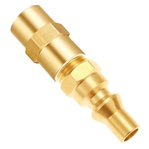 uenede solid brass 1/4″npt male threaded rv propane quick connect + 1/4″npt female threaded hex nipple pipe coupling connector kit