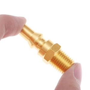 Uenede Solid Brass 1/4"NPT Male Threaded RV Propane Quick Connect + 1/4"NPT Female Threaded Hex Nipple Pipe Coupling Connector Kit