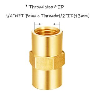 Uenede Solid Brass 1/4"NPT Male Threaded RV Propane Quick Connect + 1/4"NPT Female Threaded Hex Nipple Pipe Coupling Connector Kit