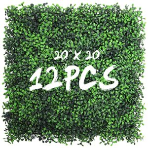 dprodo 12pcs artificial boxwood hedge panels 20″ x 20″ topiary hedge plant uv protection indoor outdoor privacy screen for home party decor greenery walls garden fence backyard