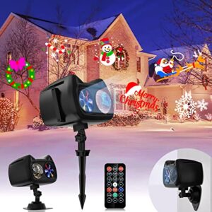 2022 upgrade christmas halloween snowflake projector lights outdoor christmas decorations, 22 hd slides 3d ocean wave holiday projector waterproof with remote control for xmas indoor party yard garden