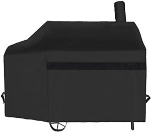 nexcover offset smoker cover – 60 inch waterproof charcoal grill cover, outdoor heavy duty bbq cover, rip resistant smokestack barbecue cover for brinkmann char-broil weber nexgrill, black.