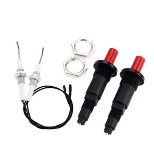 dreld 11.82” long propane push button piezo spark ignition, piezo igniter kit with threaded ceramic electrode ignition plug, fit for gas fireplace, oven, kitchen, bbq (pack of 2)