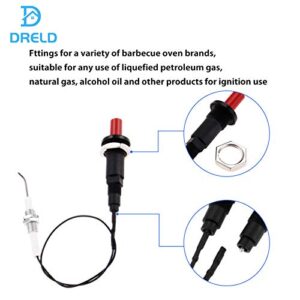 DRELD 11.82” Long Propane Push Button Piezo Spark Ignition, Piezo Igniter Kit with Threaded Ceramic Electrode Ignition Plug, Fit for Gas Fireplace, Oven, Kitchen, BBQ (Pack of 2)