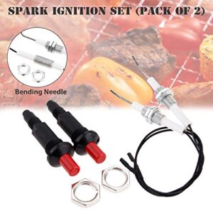 DRELD 11.82” Long Propane Push Button Piezo Spark Ignition, Piezo Igniter Kit with Threaded Ceramic Electrode Ignition Plug, Fit for Gas Fireplace, Oven, Kitchen, BBQ (Pack of 2)