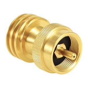 joywayus solid brass saver adapter 1 lb round propane adapter converter universal small bottle for gas grill and propane tree – 1”-20 male throwaway cylinder thread
