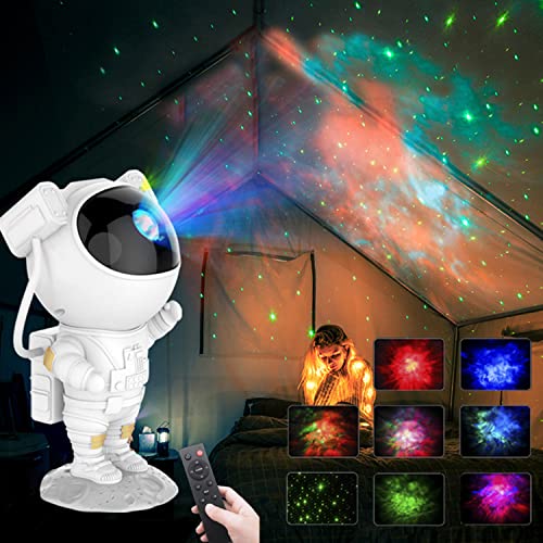 Astronaut Light Projector, 360° Rotation USB Galaxy Star Projector with Timer and Remote for Game Room, Bedroom, Home Theater, Party, Home Decor and Birthday Gift (White)