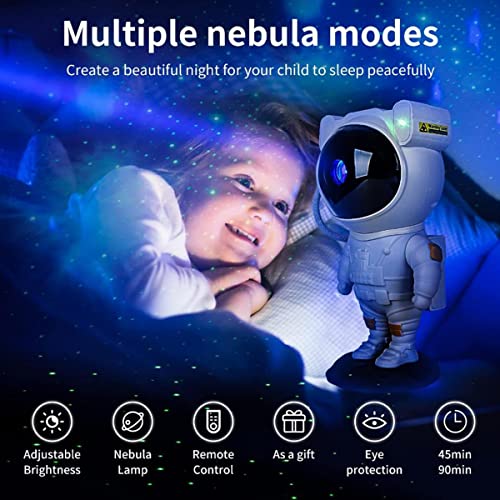 Astronaut Light Projector, 360° Rotation USB Galaxy Star Projector with Timer and Remote for Game Room, Bedroom, Home Theater, Party, Home Decor and Birthday Gift (White)