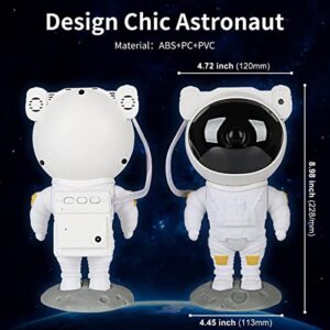 Astronaut Light Projector, 360° Rotation USB Galaxy Star Projector with Timer and Remote for Game Room, Bedroom, Home Theater, Party, Home Decor and Birthday Gift (White)