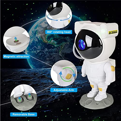 Astronaut Light Projector, 360° Rotation USB Galaxy Star Projector with Timer and Remote for Game Room, Bedroom, Home Theater, Party, Home Decor and Birthday Gift (White)