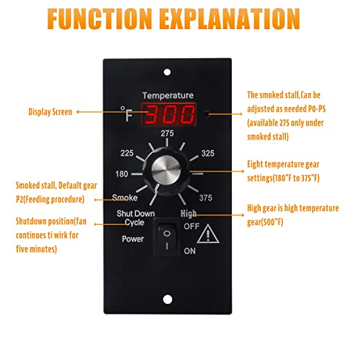 Replacement BAC236 Elite Digital Pro Controller for Traeger Wood Pellet Grill Smoker, Upgrade Thermostat Control Board Parts Replacement with 7" RTD Temperature Sensor Probe