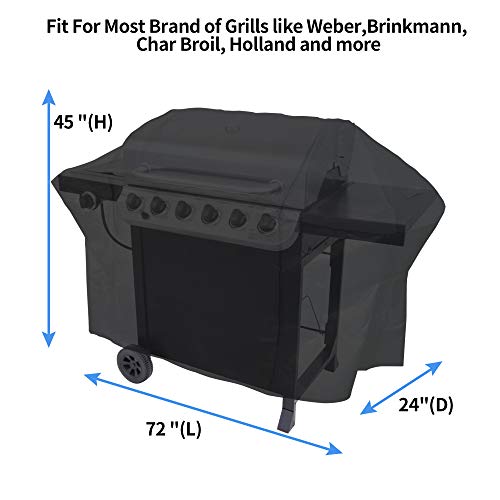 NEXCOVER Grill Cover, 72 Inch Waterproof BBQ Cover, 600D Heavy Duty Gas Grill Cover,Rip Resistant Barbecue Cover for Weber,Brinkmann, Char Broil, Holland (72 inch)