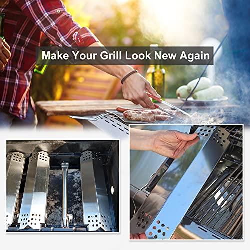 Grill Heat Plate Parts for Home Depot Nexgrill 720-0830H, 720-0888N, 720-0888, 720-0864, 720-0896B, Stainless Steel Grill Heat Tent, Burner Cover, Flame Tamer for 4 Burner Members Mark 720-0830G