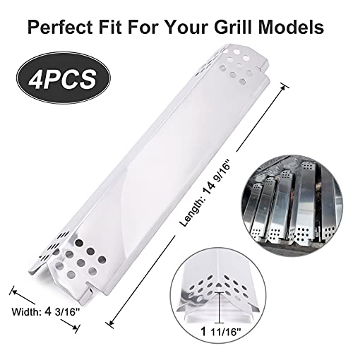 Grill Heat Plate Parts for Home Depot Nexgrill 720-0830H, 720-0888N, 720-0888, 720-0864, 720-0896B, Stainless Steel Grill Heat Tent, Burner Cover, Flame Tamer for 4 Burner Members Mark 720-0830G