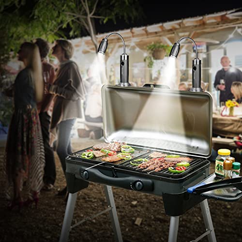IMAGE Magnetic Ultra-Bright Barbecue Grill Light with Super Bright LED Lights, Magnetic Base Flexible Gooseneck BBQ Light for Grilling,Adjustable Any Gas,Charcoal,Electric Grill White- 1 Pair