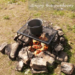 Hikeman Folding Campfire Grill Heavy Duty Camping Cooking Grate Over Fire Pit,Portable Outdoor Camp Grill Rack for Picnic BBQ Frying (55cm x 30cm)