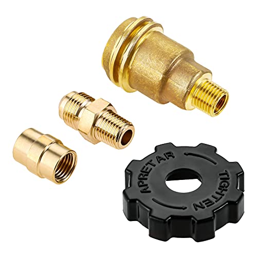 Etermeta 3 Pack QCC1 Nut Propane Tank Cylinder Adapter, Brass 1/4" x 1/4" NPT Male, 3/8" Flare x 1/4" Male Pipe, Thread Pipe Fitting for Disposable Bottle, 1b Propane Tanks, Camping Grill Stove