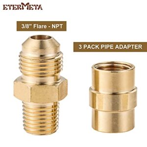 Etermeta 3 Pack QCC1 Nut Propane Tank Cylinder Adapter, Brass 1/4" x 1/4" NPT Male, 3/8" Flare x 1/4" Male Pipe, Thread Pipe Fitting for Disposable Bottle, 1b Propane Tanks, Camping Grill Stove