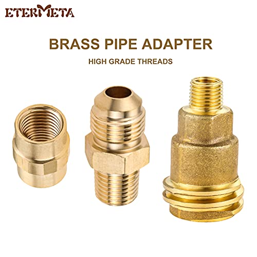 Etermeta 3 Pack QCC1 Nut Propane Tank Cylinder Adapter, Brass 1/4" x 1/4" NPT Male, 3/8" Flare x 1/4" Male Pipe, Thread Pipe Fitting for Disposable Bottle, 1b Propane Tanks, Camping Grill Stove