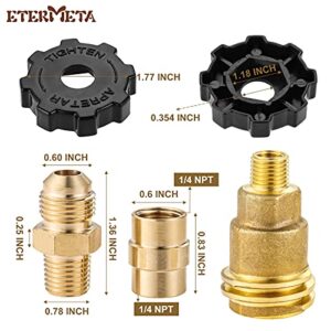 Etermeta 3 Pack QCC1 Nut Propane Tank Cylinder Adapter, Brass 1/4" x 1/4" NPT Male, 3/8" Flare x 1/4" Male Pipe, Thread Pipe Fitting for Disposable Bottle, 1b Propane Tanks, Camping Grill Stove