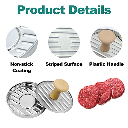 Lvpradior Burger Press, 5" Stainless Steel Non-Stick Hamburger Press Patty Maker with 100pcs Wax Paper for Stuffed Burgers Slider BBQ Barbecue Grilling